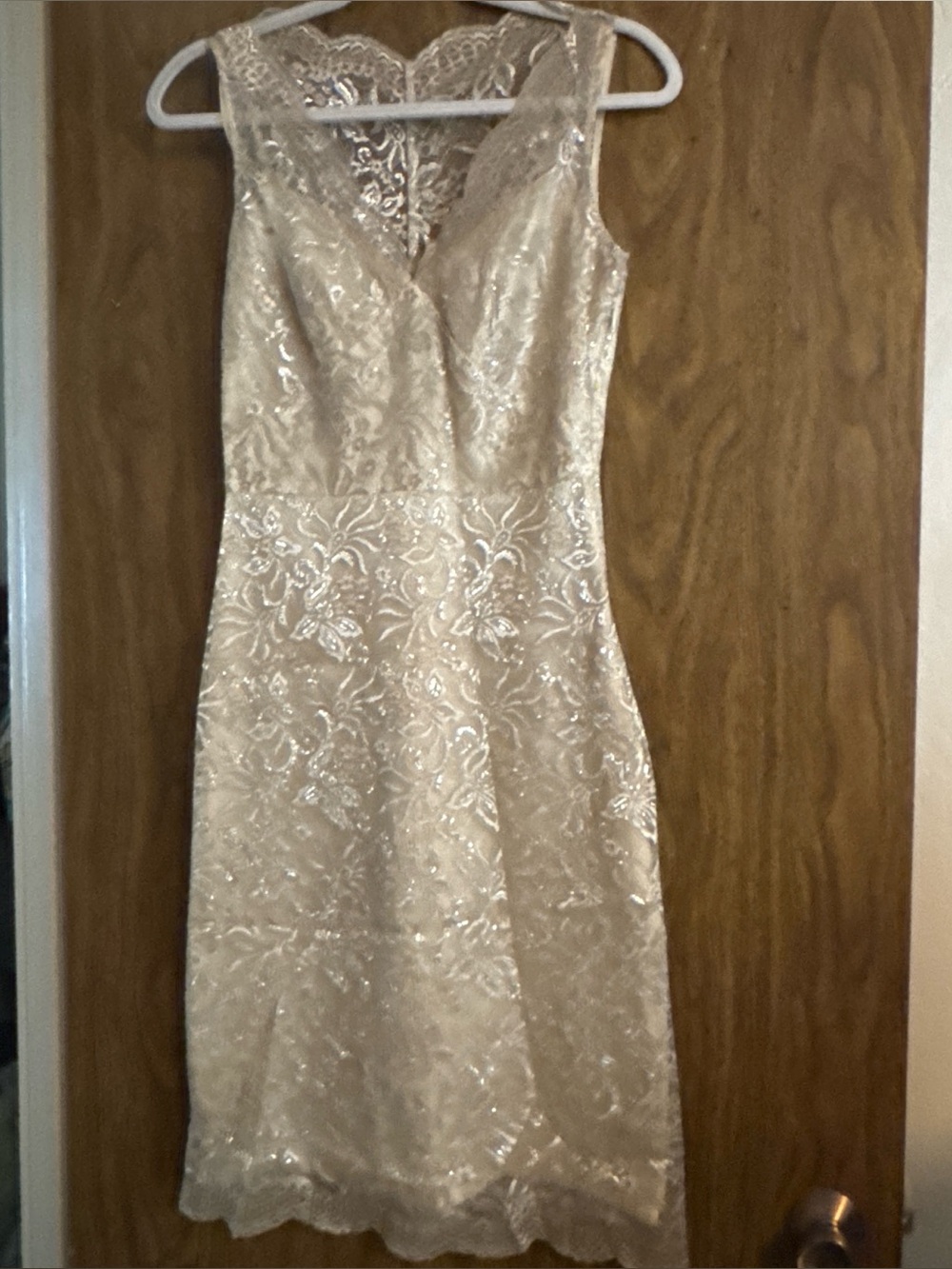 BCBGMaxAzria Gold Lace Midi Dress